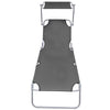 Sunlounger Grey Powder-coated steel Single Foldable - vidaXL