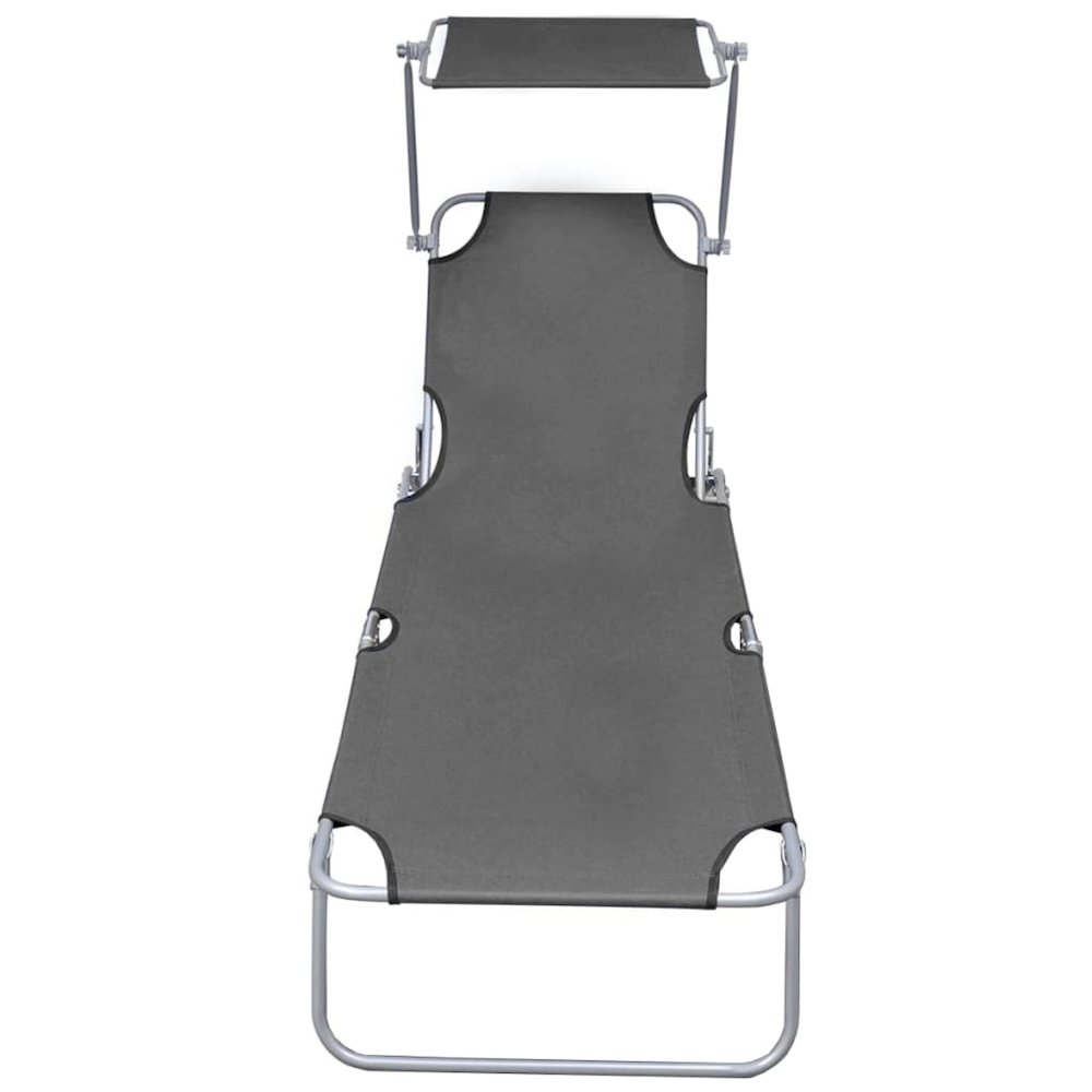 Sunlounger Grey Powder-coated steel Single Foldable - vidaXL