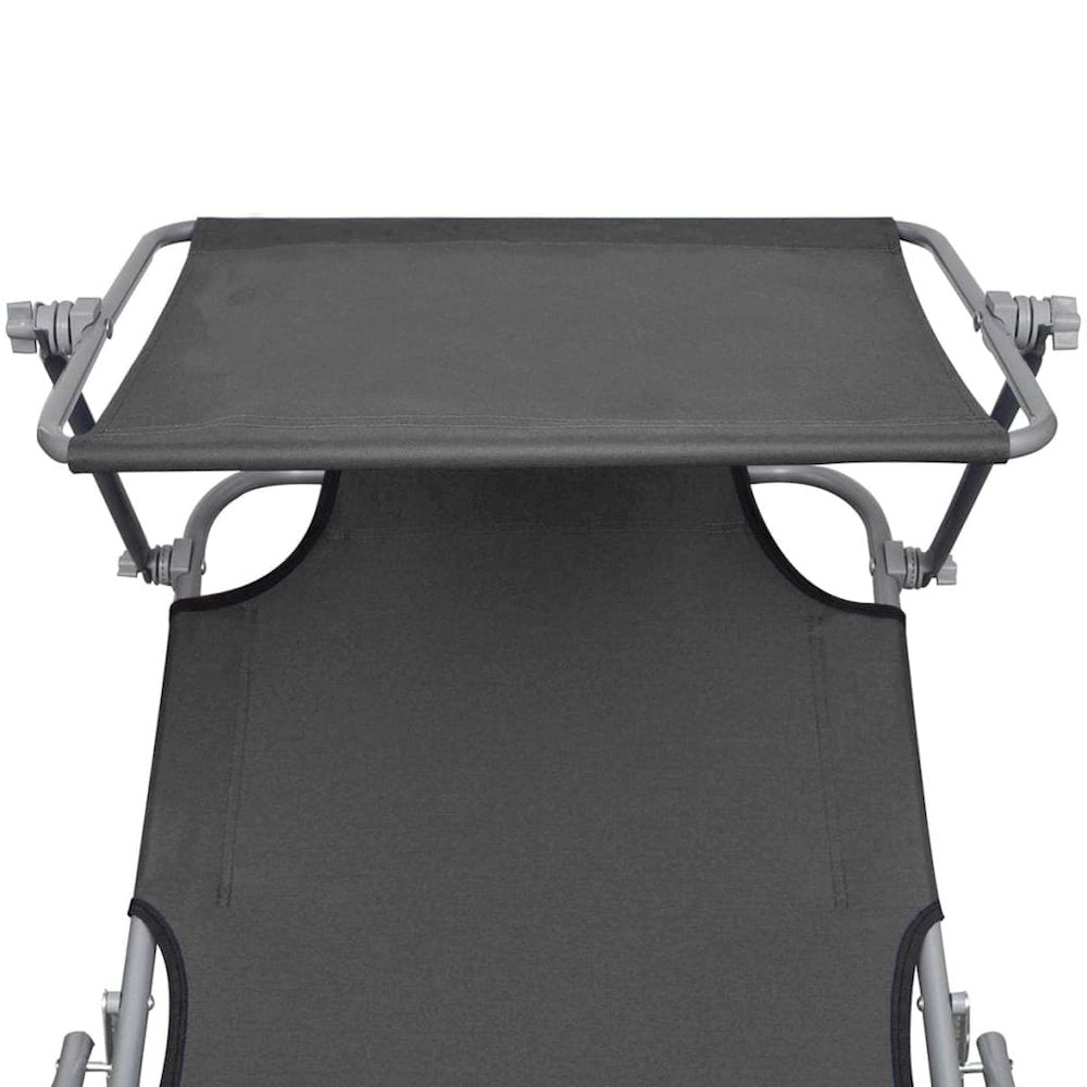 Sunlounger Grey Powder-coated steel Single Foldable - vidaXL