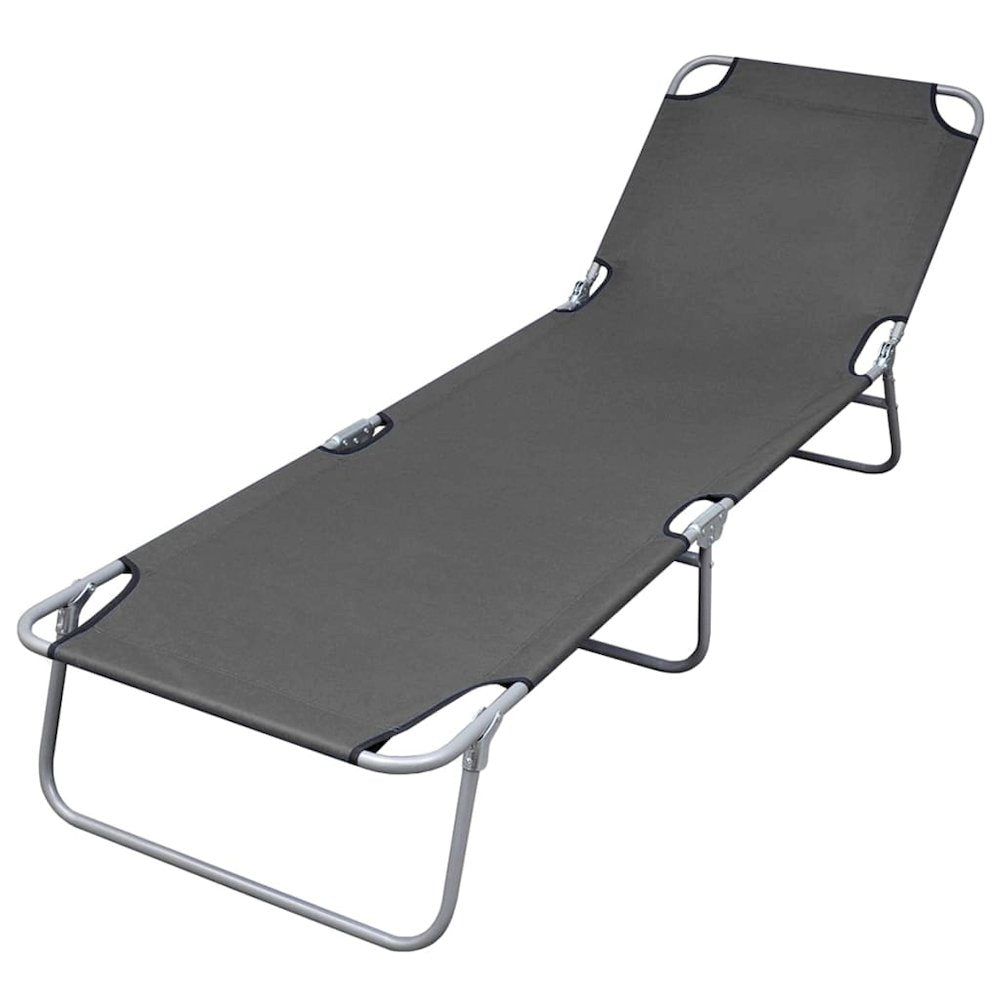 Sunlounger Grey Powder-coated steel 74.4 x 22.8 x 10.6 in - vidaXL