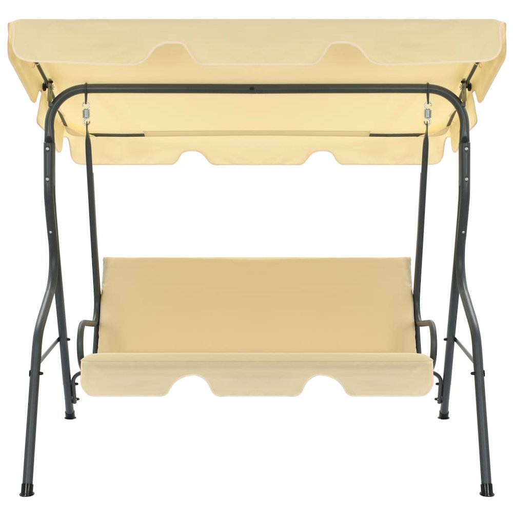Garden Swing Seat Cream White Powder-coated steel, Polyester Large - vidaXL