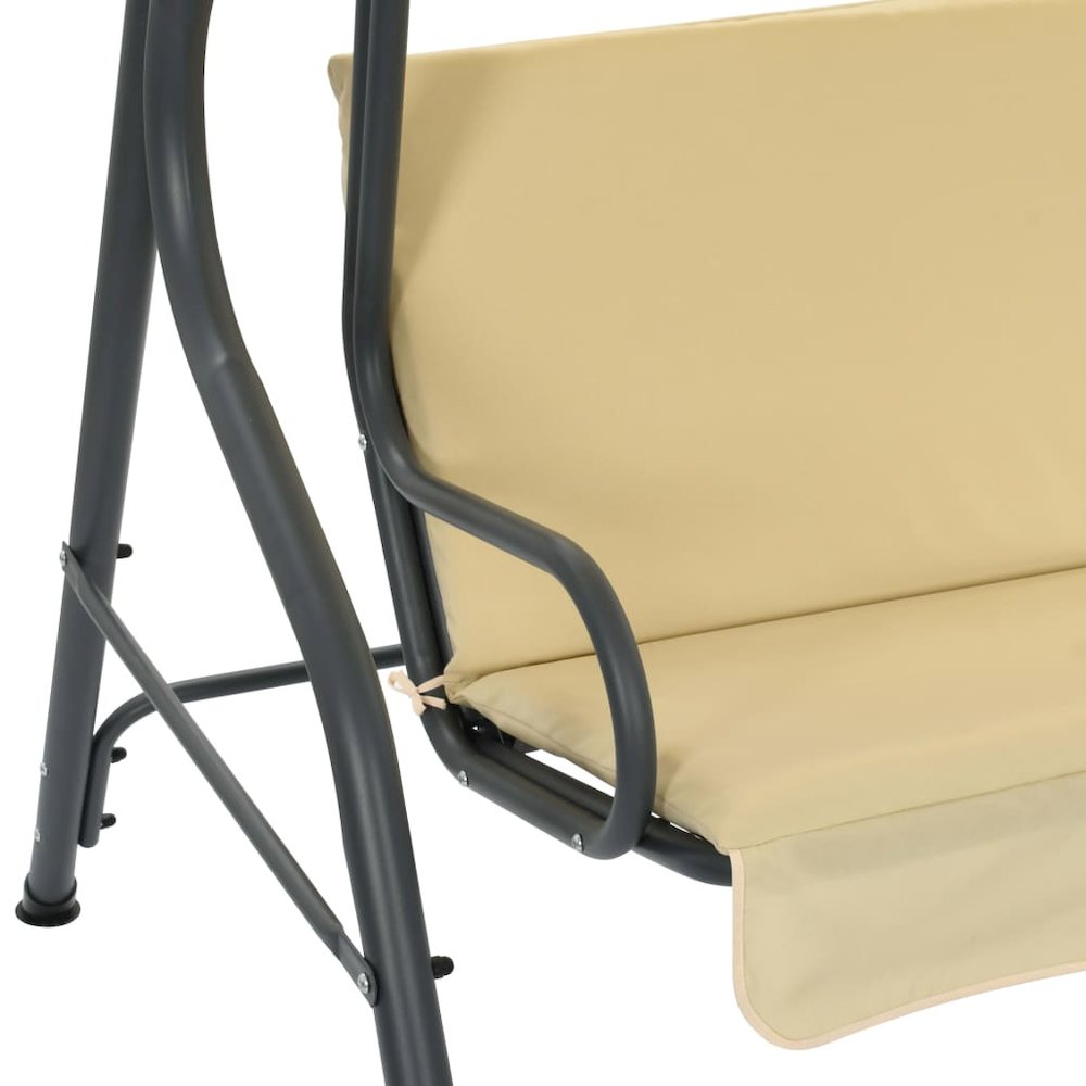 Garden Swing Seat Cream White Powder-coated steel, Polyester Large - vidaXL