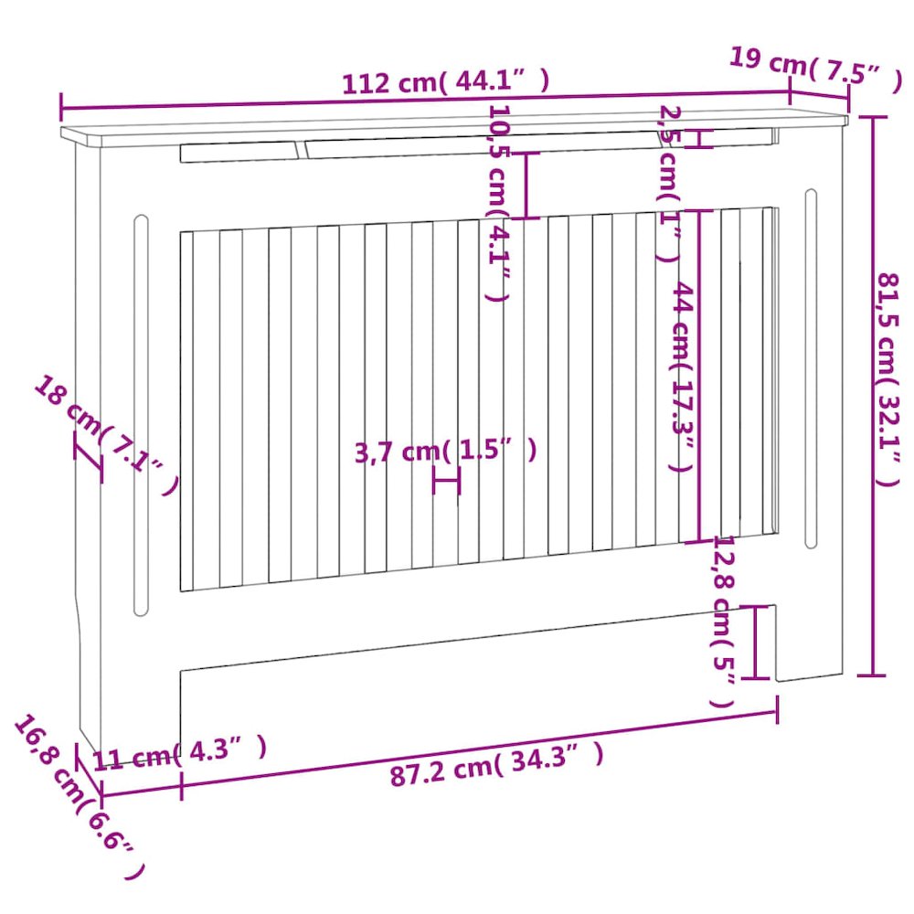 vidaXL Radiator Covers 2 pcs White MDF 44.1'', 276003