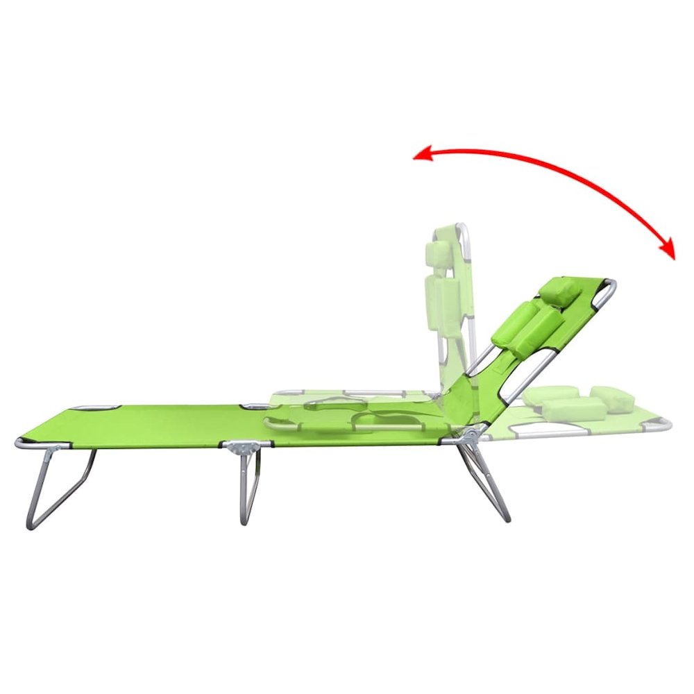 Sun Lounger Apple Green Polyester Large Foldable Sun Lounger - vidaXL