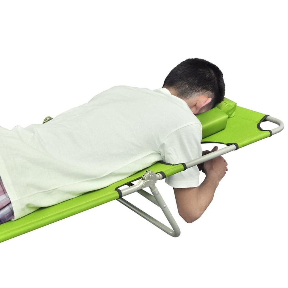 Sun Lounger Apple Green Polyester Large Foldable Sun Lounger - vidaXL
