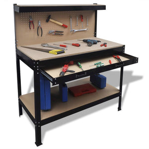 Workbench with Pegboard and Drawer, 141769 - vidaXL