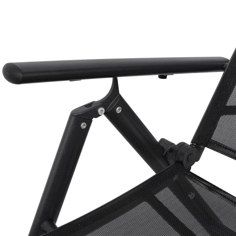 Sun Lounger Black Aluminum Large Foldable Folding Sun Lounger - vidaXL