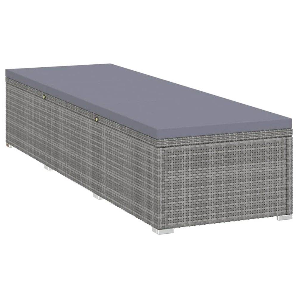 vidaXL Sun Lounger with Cushion Poly Rattan Gray, 46220