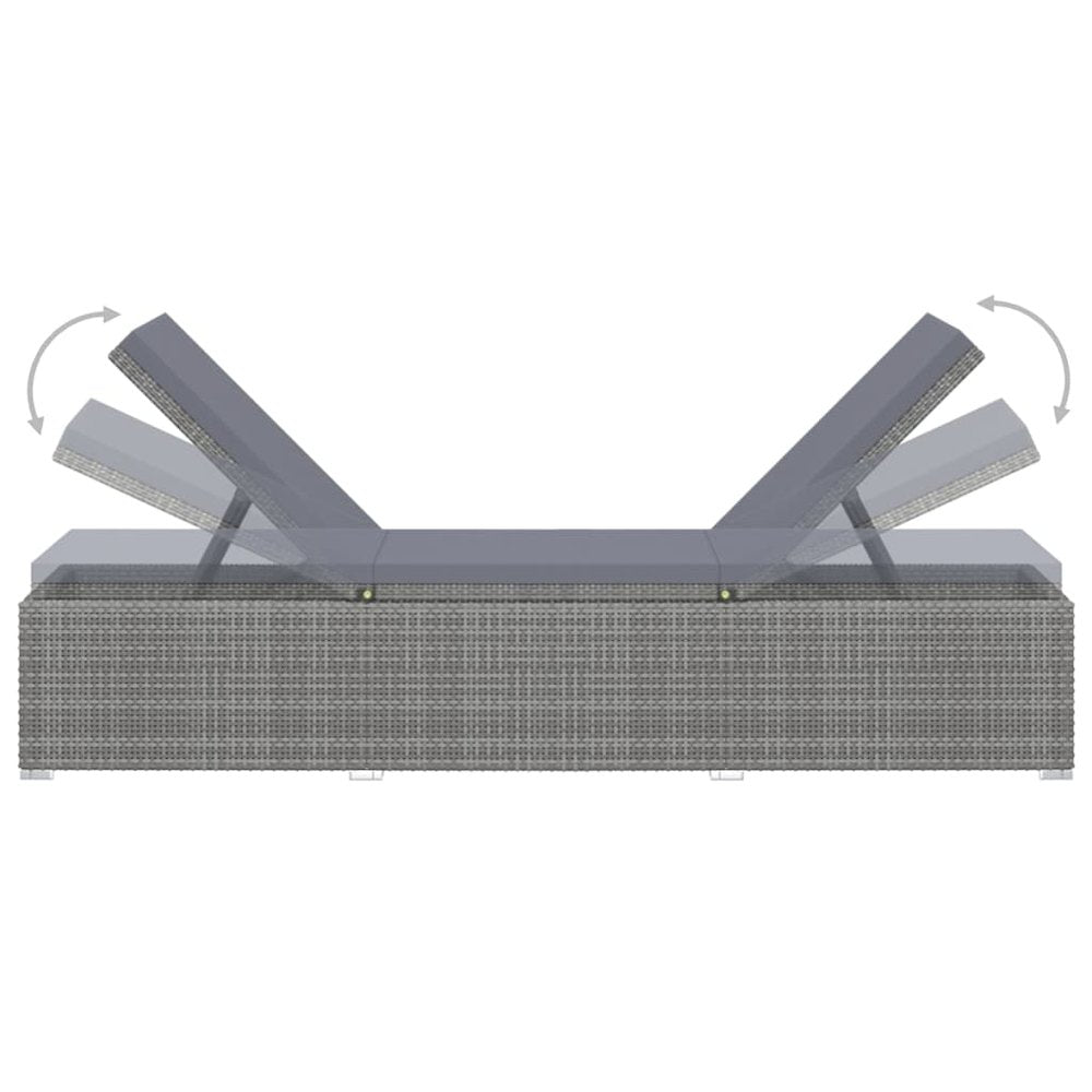 vidaXL Sun Lounger with Cushion Poly Rattan Gray, 46220
