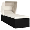 Sun Lounger Black and Cream PE Rattan Standard Foldable - vidaXL