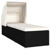 Sun Lounger Black and Cream PE Rattan Standard Foldable - vidaXL