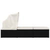 Sun Lounger Black and Cream PE Rattan Standard Foldable - vidaXL