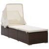 Sun Lounger Brown rattan and cream white cushion - vidaXL