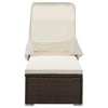Sun Lounger Brown rattan and cream white cushion - vidaXL
