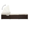 Sun Lounger Brown rattan and cream white cushion - vidaXL
