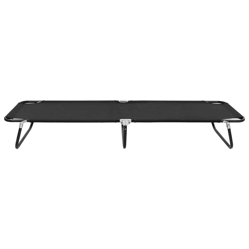 Sun Lounger Black Powder-coated steel, 600D polyester with PE coating - vidaXL