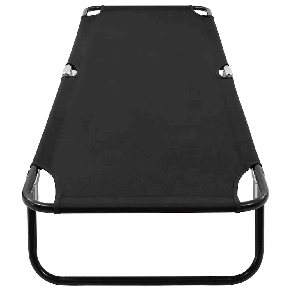 Sun Lounger Black Powder-coated steel, 600D polyester with PE coating - vidaXL