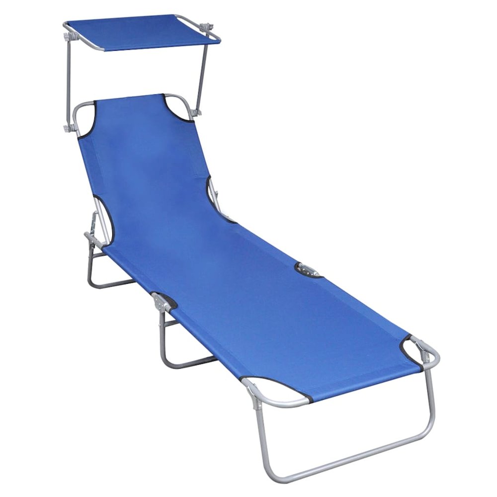 Sunlounger Blue Powder-coated aluminum Standard Foldable - vidaXL