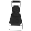 Sunlounger Black Powder-coated aluminum Standard Foldable - vidaXL