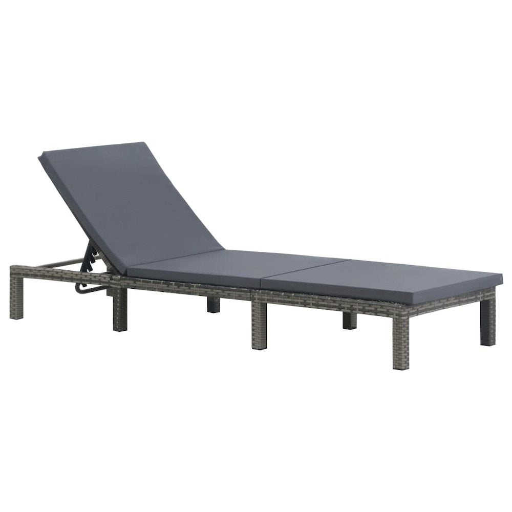 Sun Lounger Anthracite PE Rattan, Powder-Coated Steel, 100% Polyester - vidaXL