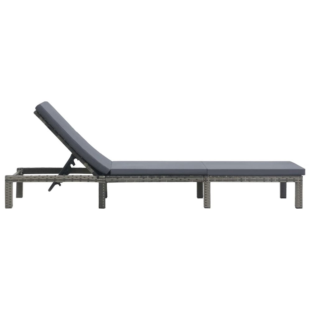 Sun Lounger Anthracite PE Rattan, Powder-Coated Steel, 100% Polyester - vidaXL