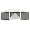 Party Tent White with Black Mesh - vidaXL