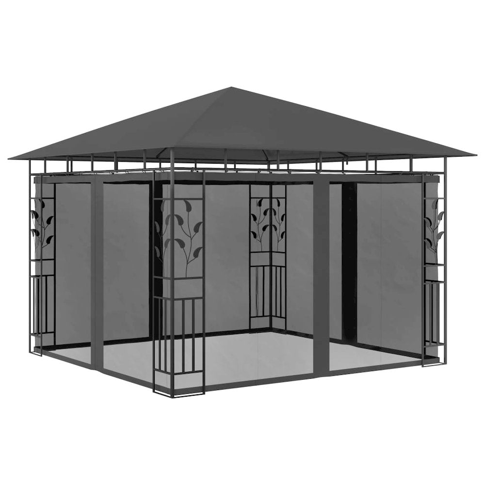 Gazebo Anthracite Powder-coated steel, polyester 9.8x9.8x8.9 ft - vidaXL