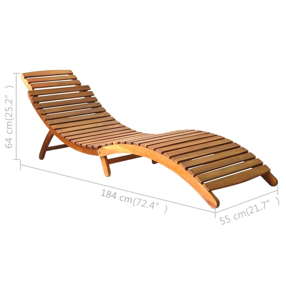 Sunlounger Brown Solid acacia wood Standard Collapsible - vidaXL