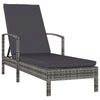 Sun Lounger Grey PE Rattan Large Adjustable Backrest - vidaXL