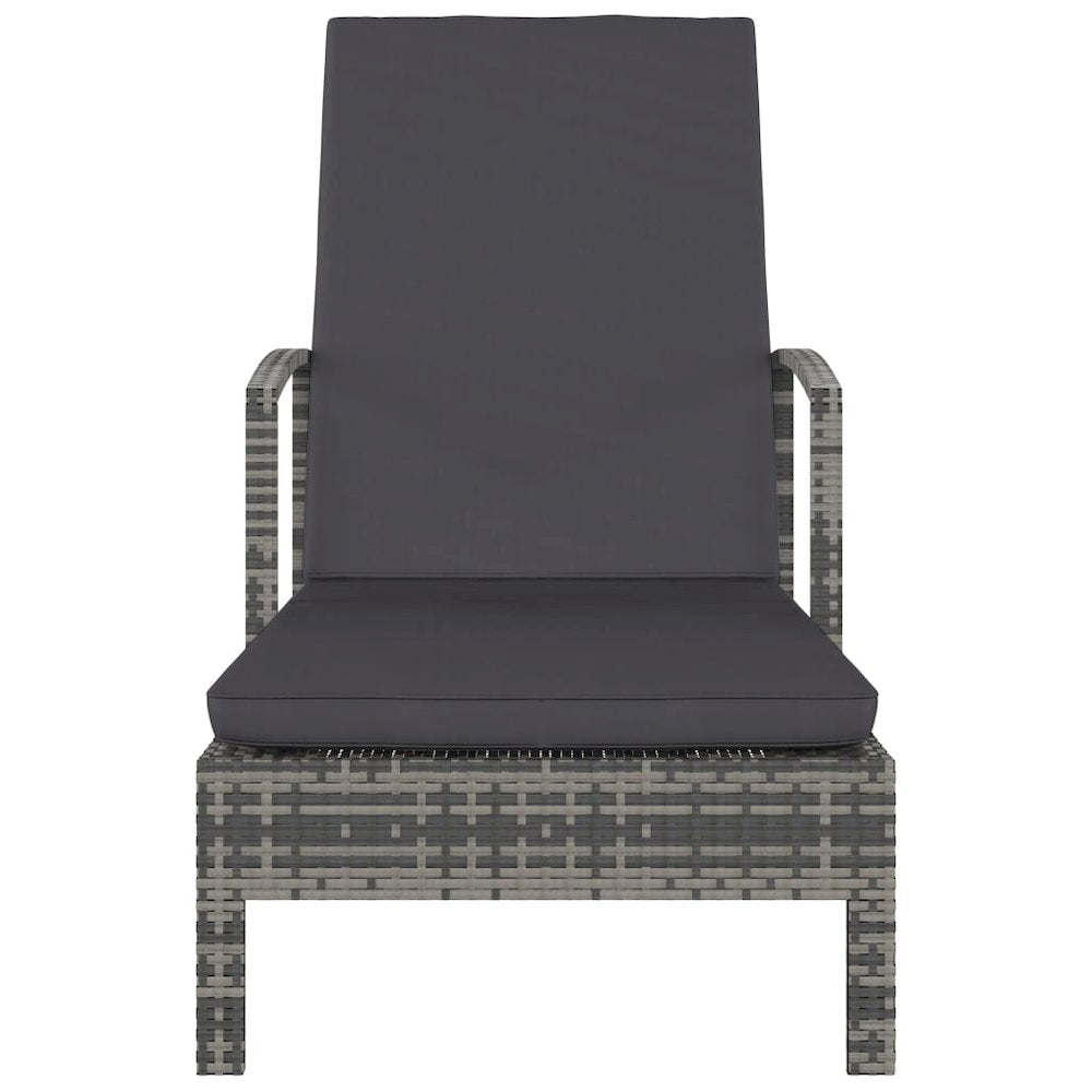 Sun Lounger Grey PE Rattan Large Adjustable Backrest - vidaXL