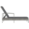 Sun Lounger Grey PE Rattan Large Adjustable Backrest - vidaXL