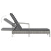 Sun Lounger Grey PE Rattan Large Adjustable Backrest - vidaXL