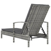 Sun Lounger Grey PE Rattan Large Adjustable Backrest - vidaXL