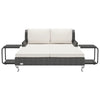Sun Lounger Black rattan and cream white cushion - vidaXL