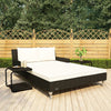Sun Lounger Black rattan and cream white cushion - vidaXL