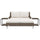 Sun Lounger Brown and Cream Poly Rattan, Powder-Coated Steel, Fabric - vidaXL