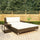 Sun Lounger Brown and Cream Poly Rattan, Powder-Coated Steel, Fabric - vidaXL
