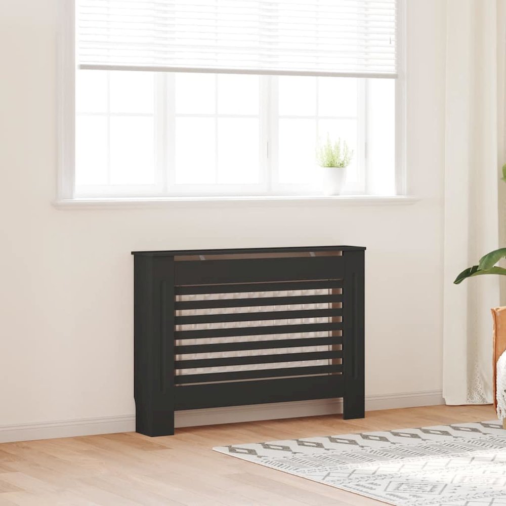 Radiator Cover Black 44.1''x7.5''x32.1'' MDF - vidaXL