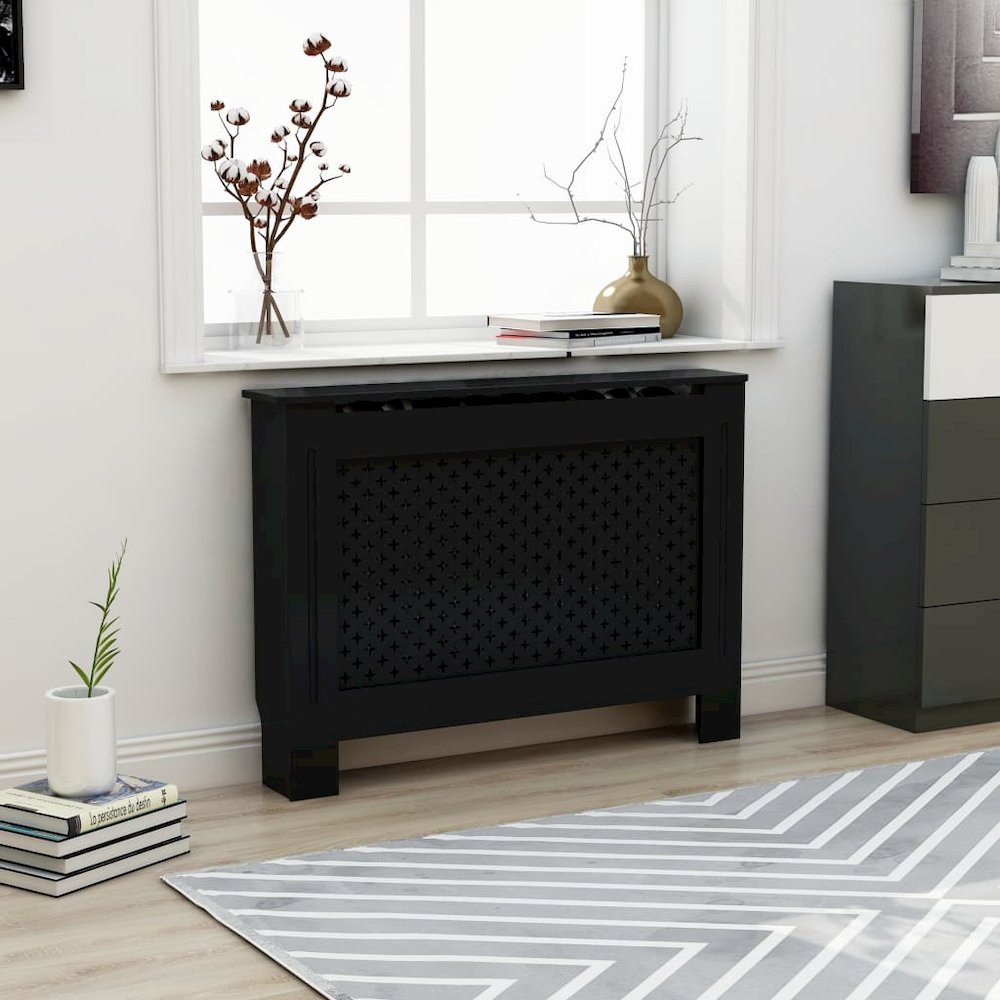 vidaXL Radiator Cover Black 44.1''x17.5''x31.9'' MDF, 288192