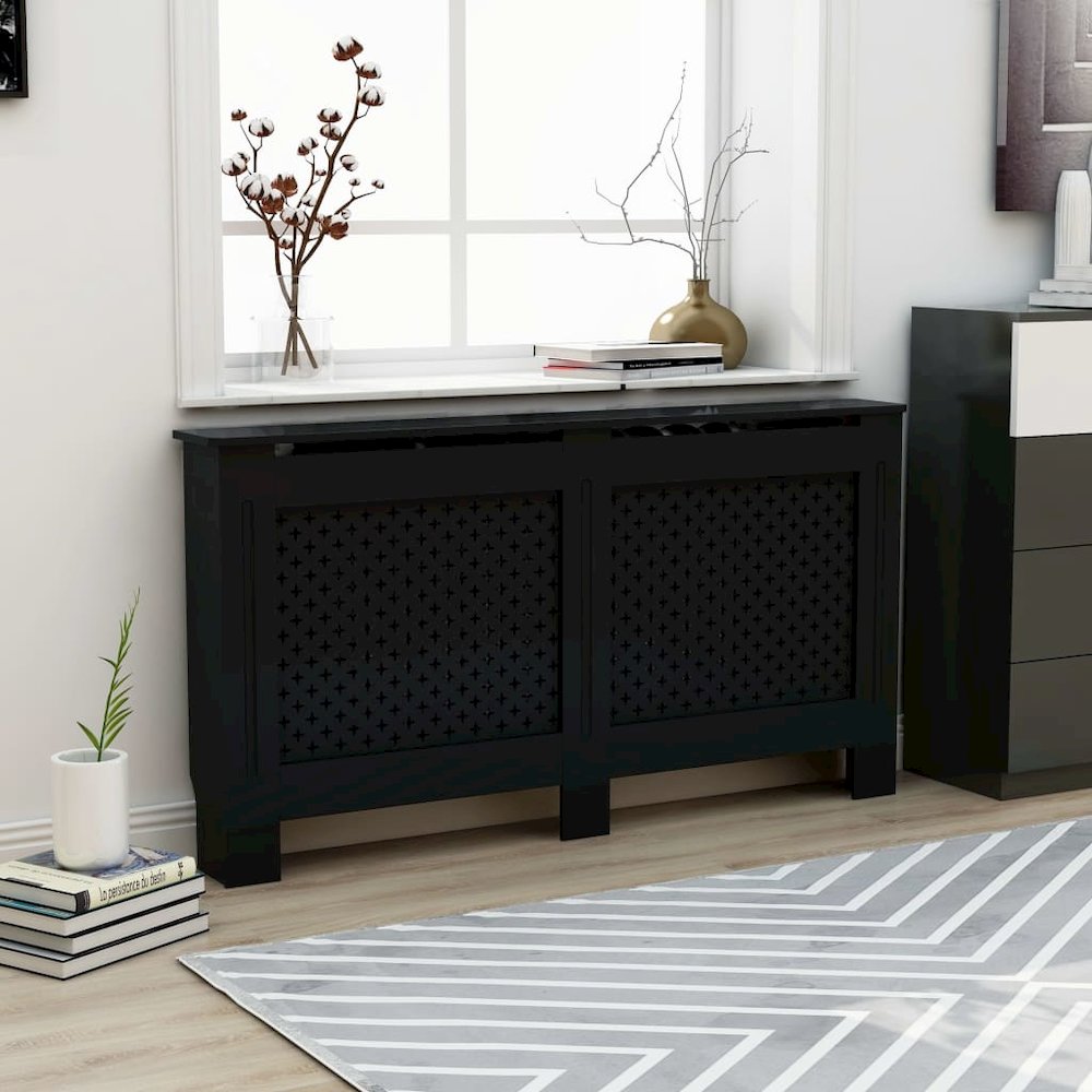 vidaXL Radiator Cover Black 59.8''x17.5''x31.9'' MDF, 288195