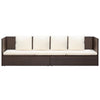 Garden Bed Brown PE rattan Foldable Cushioned Sun Lounger - vidaXL