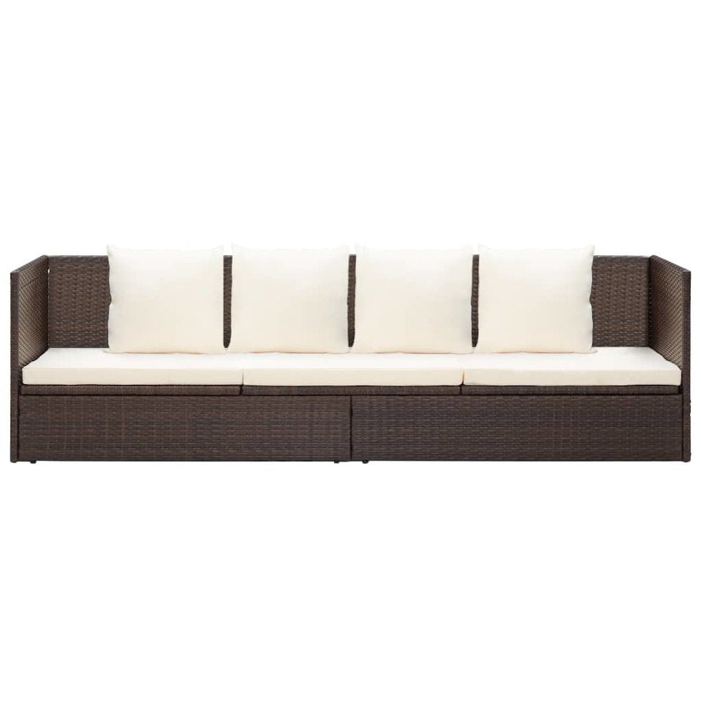 Garden Bed Brown PE rattan Foldable Cushioned Sun Lounger - vidaXL