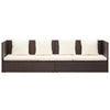Garden Bed Brown PE rattan Foldable Cushioned Sun Lounger - vidaXL