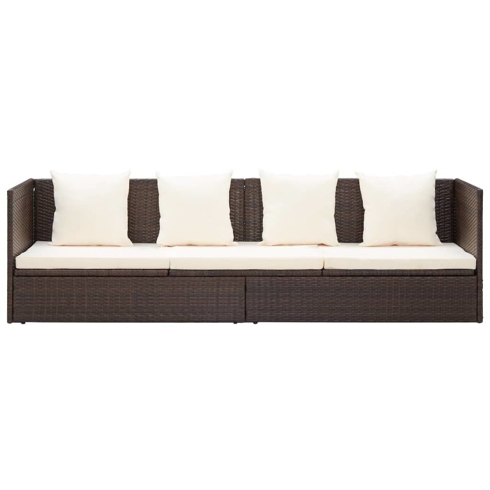 Garden Bed Brown PE rattan Foldable Cushioned Sun Lounger - vidaXL
