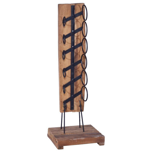 vidaXL Wine Rack for 6 Bottles 13.8''x13.8''x39.4'' Solid Teak Wood, 288809