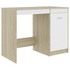 Desk White and Sonoma Oak Engineered Wood Medium Computer Desk - vidaXL