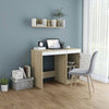 Desk White and Sonoma Oak Engineered Wood Medium Computer Desk - vidaXL