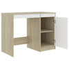 Desk White and Sonoma Oak Engineered Wood Medium Computer Desk - vidaXL