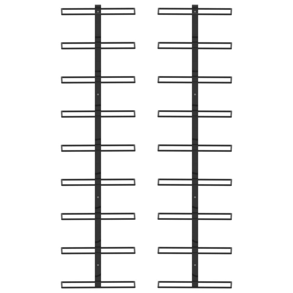 Wall-mounted Wine Racks for 18 Bottles 2 pcs Black Iron - vidaXL
