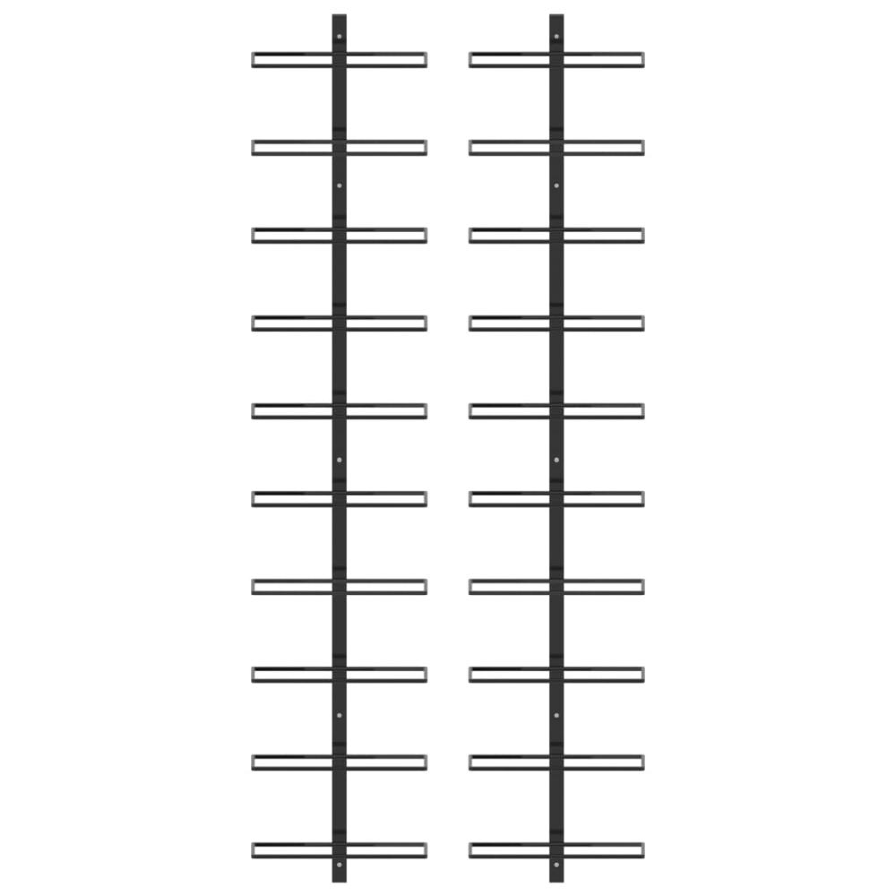 Wall-mounted Wine Racks for 20 Bottles 2 pcs Black Metal - vidaXL